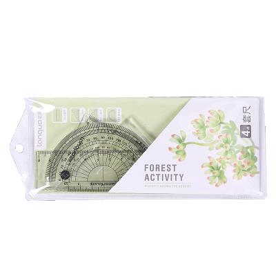 China Vibrant Forest Plastic Learning Stationery Cartoon Student Ruler Creative Simple Classic Transparent Set for sale