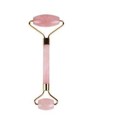 China Natural Handmade Quartz Jade Facial Roller 100% Rose Quartz Stone Rose Massager for Face for sale