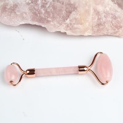 China High Quality Hand Held Body Rose Quartz Jade Roller Beauty Facial Embedded White Rose Jade Head Beauty Bar For Women for sale