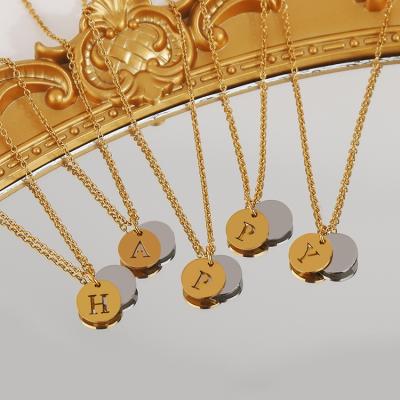 China CLASSIC Mix Color Hollow Alphabet Happy Initial Letter Pendant Necklace Gold Silver Plated for sale