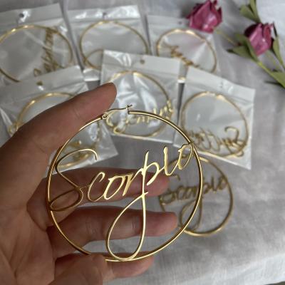 China High Quality Customized Environmentally Friendly Stainless Steel Zodiac Sign Circle Stud Earrings For Women Tarnish Free Jewelry for sale