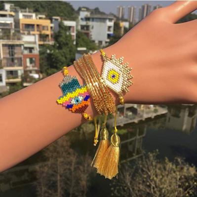 China CLASSIC New Style Colorful Bomenian Pulseras Miyuki Seed Bead Eye Bracelets Women for sale