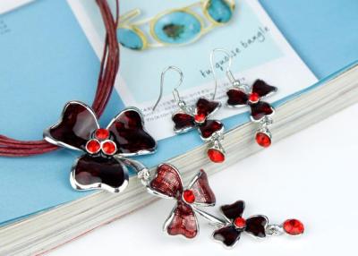 China Alloy enamel necklace earrings red flowers red flowers necklace earrings necklace jewelry set flower buds BJX-4334 for sale