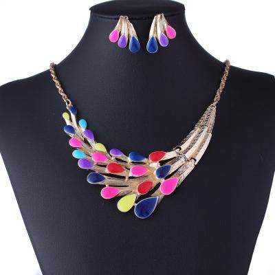 China Alloy drip gorgeous peacock necklace short paragraph sets wholesale chain MD-1437 for sale