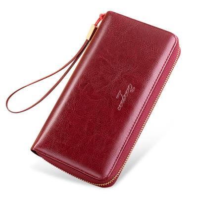 China Ladies Women's Waterproof Wallets Clips Elegant Female Red Long Wallet Women's Wallet Leather Purse for sale