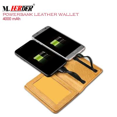 China RFID Blocking Wallets Powerbank Card Holder Battery Wallet Two Genuine Leather USB Cable Charger Slim Wallet for sale