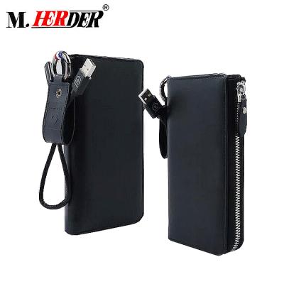 China With Bank Luxury Wireless Wallet USB Power Battery Genuine Leather Wallet for sale