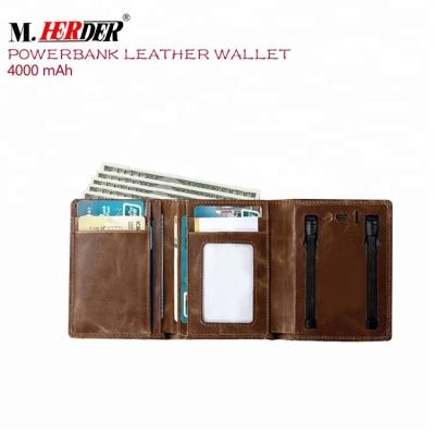 China NATIONAL New Products Leather Wallet Card Holder With Triple Power Bank 4000 mAh Power Bank Wallets for sale