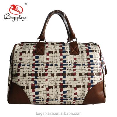 China Bags For Travel Guangzhou Manufacturer Zipper Lock Travel Bag Woman OEM Full Printed PU Handbag Bags For Travel for sale