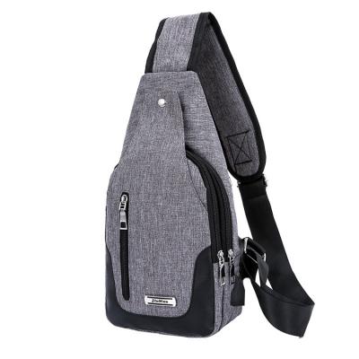 China Newspaper Used Wholesale Fashion Shoulder Chest Sling Bag Waterproof USB Charging Custom Men Sling Chest Bag for sale