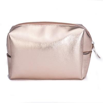 China Wholesale Universal PU Leather Rose Gold Cosmetic Bag Women Travel Makeup Pouch Beauty Bag for sale