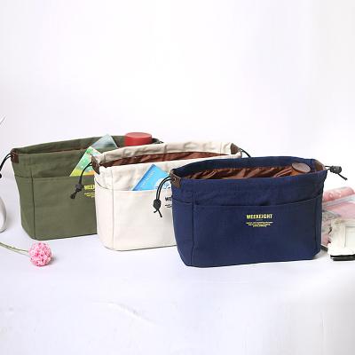 China Universal Hot Selling Multifunctional Insert Handbag Organizer, Canvas Drawstring Makeup Bag In Bag for sale