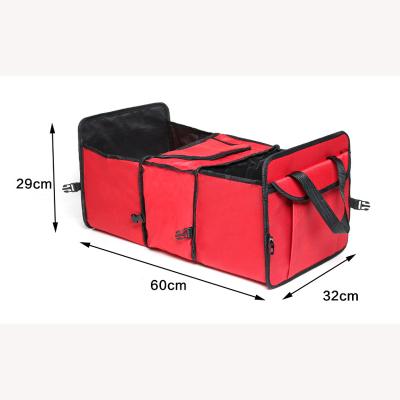 China Yiwu Wholesale Foldable Foldable 3 Compartment Car Trunk Storage Organizer Box Bag With Insulated Cooler Bag for sale