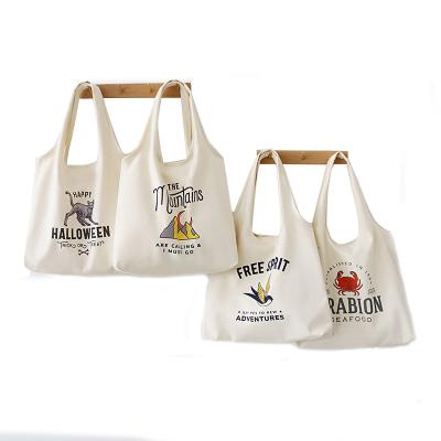 China Universal Custom Heat Transfer Cotton Canvas Shopping Bag Eco-friendly Reusable Grocery Bag With Logo for sale