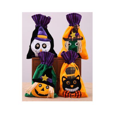 China Modern Wholesale Orange Halloween Pumpkin Trick or Treat Drawstring Bag Kids Halloween Gift Bag Halloween Pumpkin Sack for sale