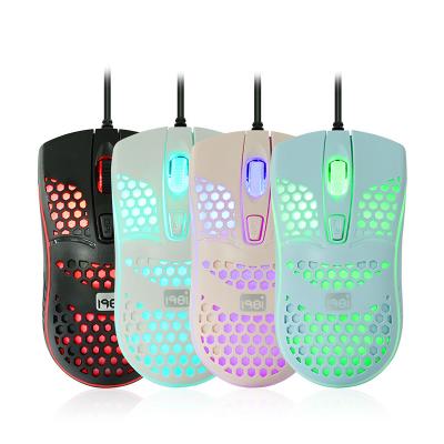 China 2.4G WIRELESS CONNECTION Customized USB Wired Gaming Mouse Honeycomb Computer Gaming Mouse RGB Glowing Mouse for sale