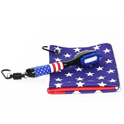 China New High Quality Golf Event Golf Brush+Golf Towel American Flag Design for sale