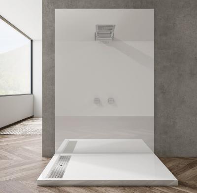 China Durable Pure White Rectangle Shape Clean Deep Base Pan Stone Polymarble Shower Trays for sale