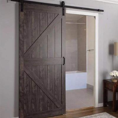 China Sliding Barn Door Hardware Solid Wood Door Factory Wholesale Modern Iron Sliding Barn Door for sale