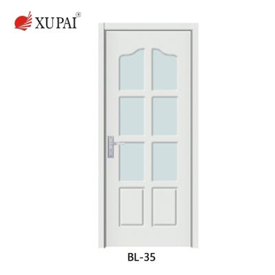 China Water Resistant Single Front Entry Designs PVC Door Interior Glass Room Wooden Door for sale