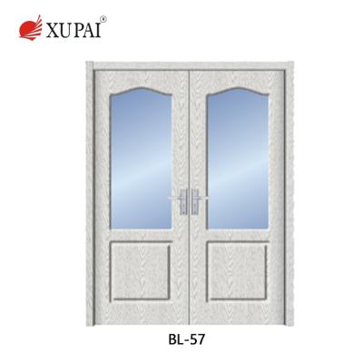 China Contemporary Interior Wooden Glass Double Door Water Resistant Glass Doors Water Resistant High Quality Half Swing for sale