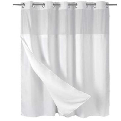 China Sustainable Popular European Waterproof Polyester White Bathroom Shower Curtain With Customized Size for sale