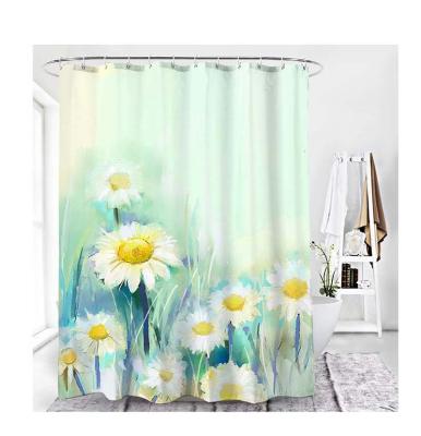 China Beautiful Sustainable Waterproof Polyester Colored Bathroom Shower Curtain With Customized Size for sale