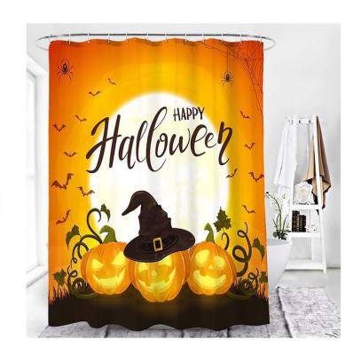 China Sustainable New Design Bathroom Waterproof Polyester Shower Curtain With Hooks And Lower Weight for sale