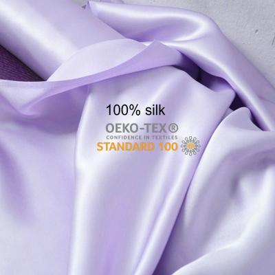 China Natural Mulberry Charmeuse Fabric OEKO-TEX100 Breathable Plain Dyed Raw Silk Pure Silk Fabric for sale