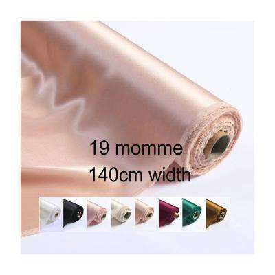 China 19 Mm 140 Cm Width Solid Color Mulberry Silk Pure Silk Satin Fabric Breathable for sale