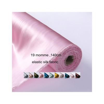 China Breathable 19 Mm 140 Cm Width Mulberry Silk Spandex Satin Fabric Elastic for sale