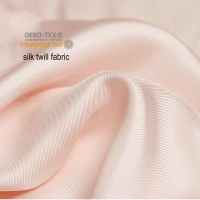 China Wholesale 100% Silk Fabric Breathable 18 Momme Pink Twill Fabric Mulberry Silk Fabric From China Factory for sale