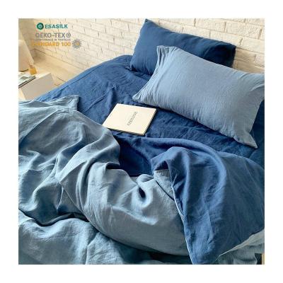 China Non-Toxic Moisture Wicking Fabric Sheets Bedding Washed French Linen Set With Fitted Sheet Linen Duvet Cover Normal Canvas Set for sale