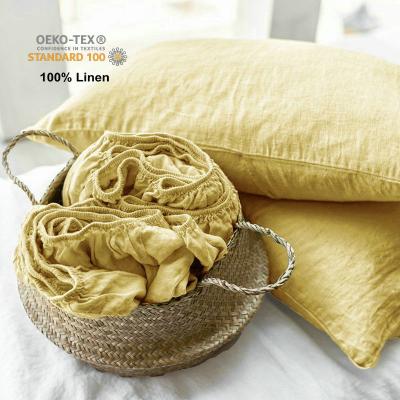 China 100% pure linen non-toxic fitted sheet set with pillowcase for sale