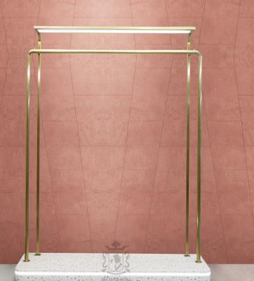 China Modern Boutique Women Shop Commercial Chrome Garment Shelf Metal Clothing Rack Gold Stainless Steel Clothes Rack For Clothing Store for sale