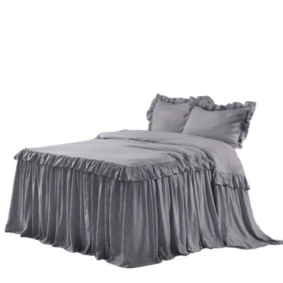 China Amazon Factory Wholesale Breathable Bed Skirt Customized Queen Size 100% Polyester Bedspread For Bed for sale