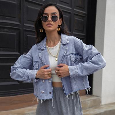 China QUICK DRY fashion blue casual denim jacket for women short denim coat ladies bike jackets wommn clothing for sale