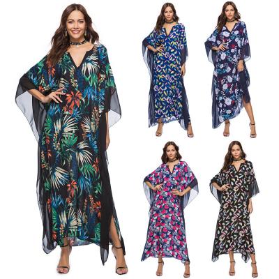 China Summer Casual Women's Breathable Dresses Plus Size Style Beach Dress Fashion Printed Bridesmaid Dresses Long for sale