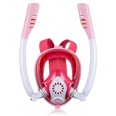 China Double Tube Diving Mask Two Tubes Free Breath Go Pro Mount Diving Mask Full Face Freddving Go Pro Mount Diving Mask for sale