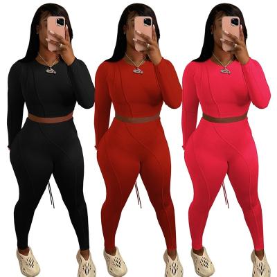 China Custom Logo Women's Anti-pilling Hoodies Fashion Fall Clothes Crop Top Ladies Lace Up Tracksuit Jogging Panty Two-Piece Outfit Suit Sweat Sets for sale