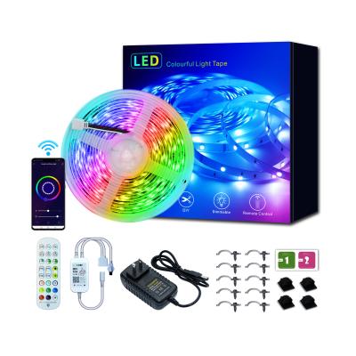 China Residential Smart WiFi LED Light Strip with Remote Control for Home Decor App Remote Control 5050rgb Color Changing Light Strip 12v for sale