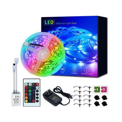 China Residential LED Light Strip with 24 Key Remote Controls 5050rgb Color-changing Flexible Strip Light Kit for Home Decor for sale