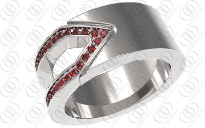 China 316L Stainless Steel Wedding Rings Silver With Red Swarovski Cnc Set for sale