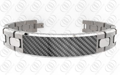 China Matte / Brush Ti2 Titanium Magnetic Bracelet with Black Carbon Fibre for sale