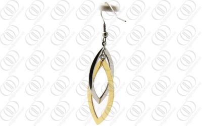 China Two Tone Oval  Stainless Steel Earrings Gold and Silver Plated for sale