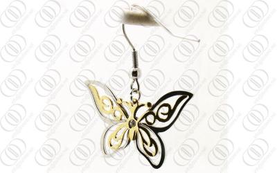 China Butterfly Gold Tone Stainless Steel Earrings for kids , Fish Hook Earrings for sale