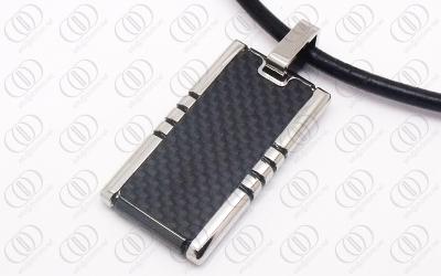 China Stainless Steel Carbon Fiber Jewelry Square Fashion Pendant With Black Carbon Accent for sale