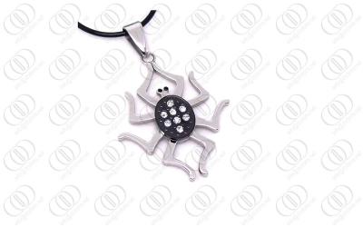 China Spider Stainless Steel Pendant in Black and Silver Tones In Clear CZ for sale