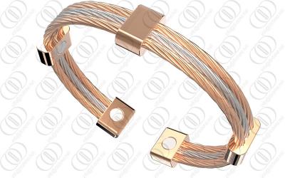 China Golf  Stainless Steel Cable Bangle With NdFeb Magnets , 18K Gold Bangle Bracelets for sale