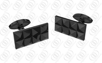 China Pyramid  Unique Mens Cufflinks Black Full PVD Black Plated for sale